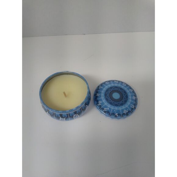 Zodiac Symbols Tin Candle Vanilla New - Picture 1 of 2